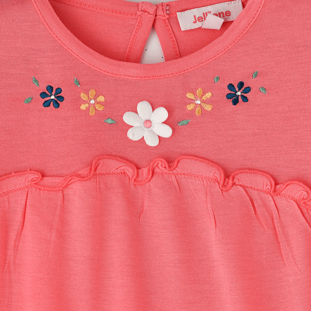 Jelliene Girls' Embroidered Long Sleeve Top - Pink