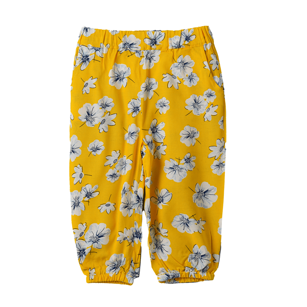 Jelliene Girl's Floral Printed Viscose Pants - Yellow