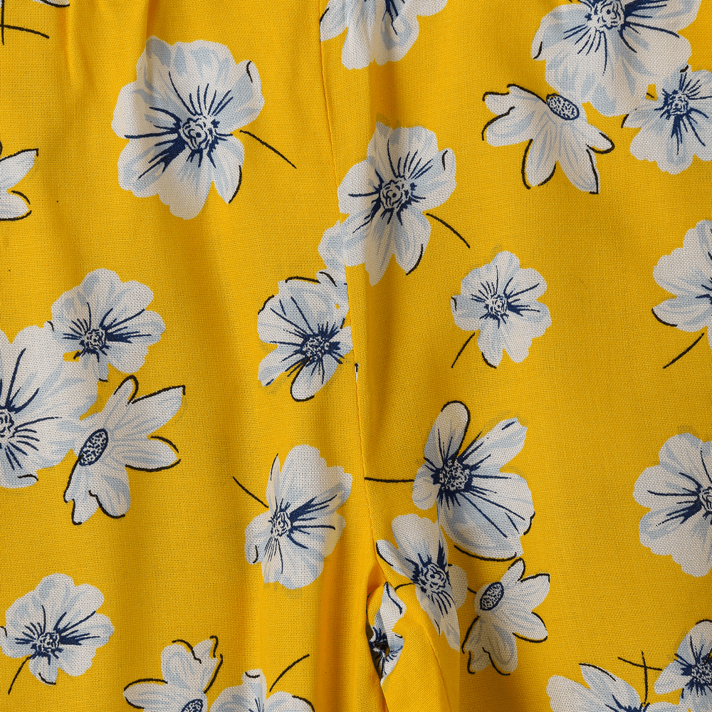 Jelliene Girl's Floral Printed Viscose Pants - Yellow