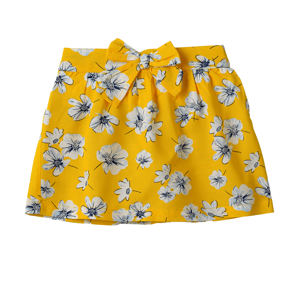 Jelliene Girls' Floral Printed Bow Skirts - Yellow