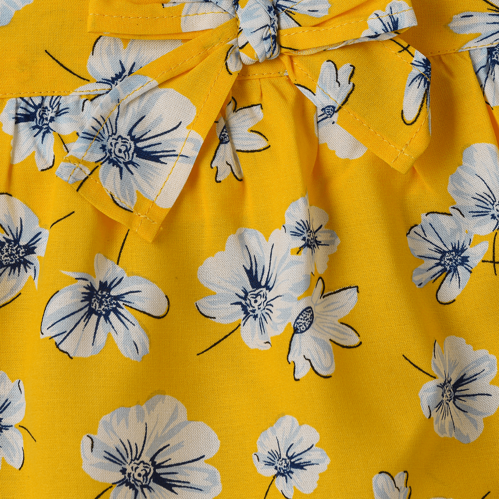Jelliene Girls' Floral Printed Bow Skirts - Yellow
