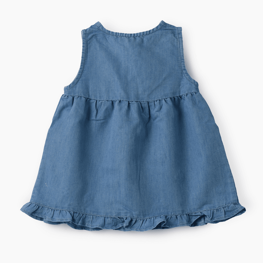 Jelliene Girls' Sleeveless Embroidered Denim Dress - Blue