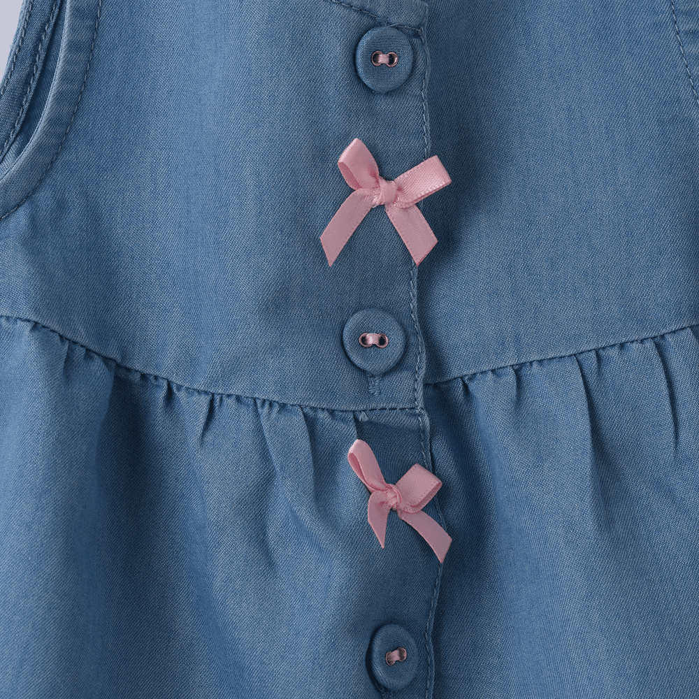 Jelliene Girls' Sleeveless Embroidered Denim Dress - Blue