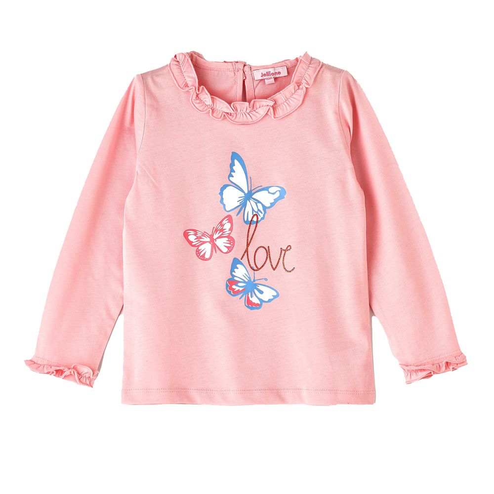 Jelliene Girl's Butterfly Graphic Print Top
