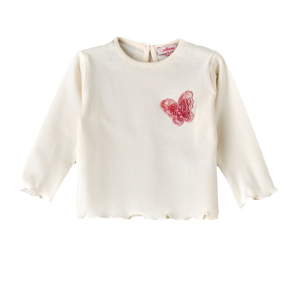 Jelliene Girls' Embroidered Long Sleeve Top - White