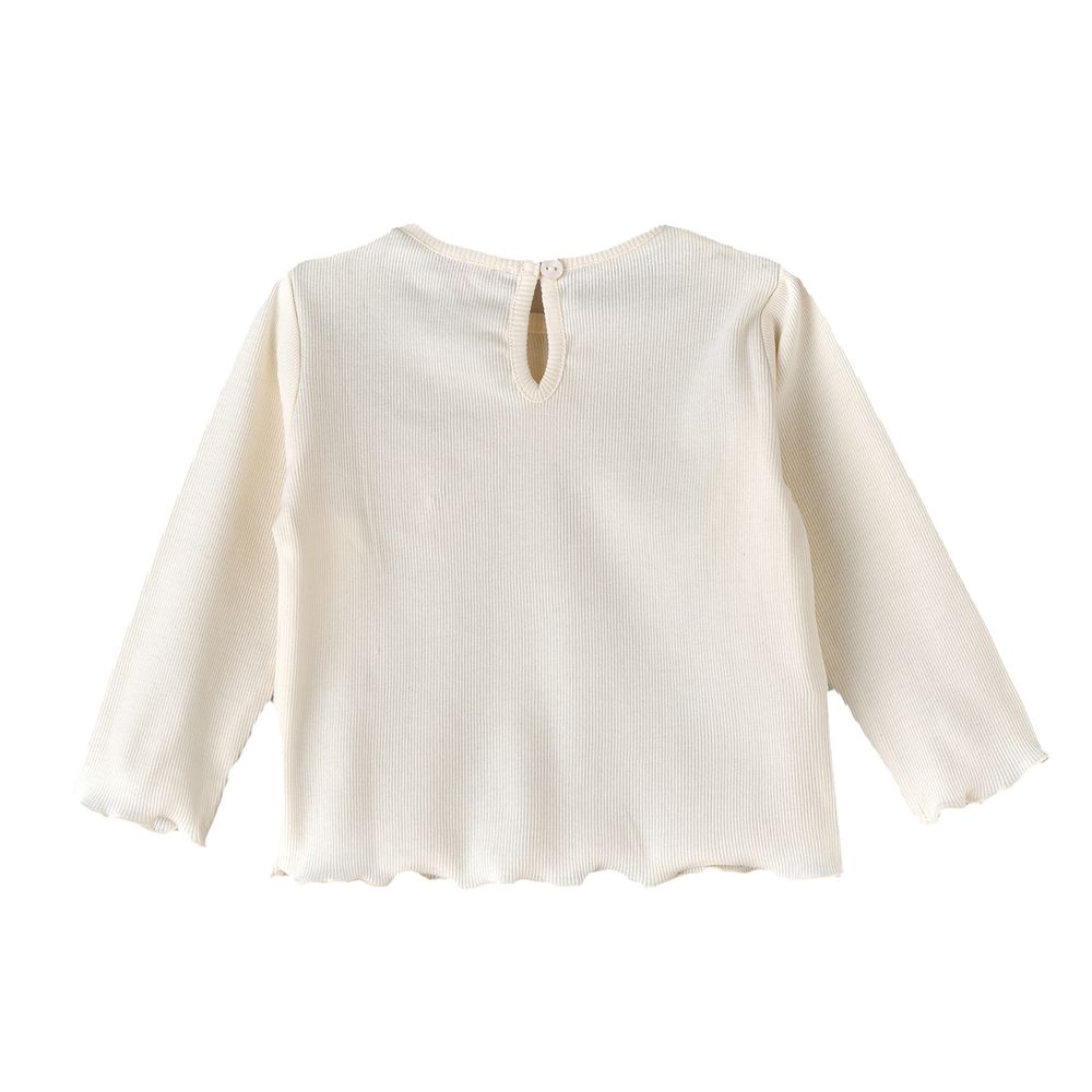 Jelliene Girls' Embroidered Long Sleeve Top - White