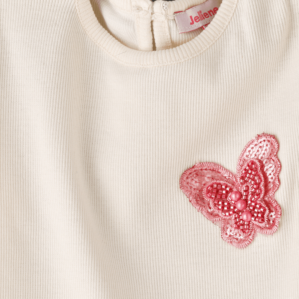 Jelliene Girls' Embroidered Long Sleeve Top - White
