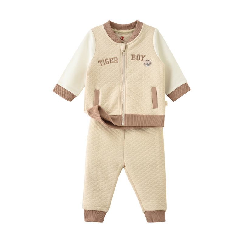 Elegant Kids Baby Boys' Long Sleeves Top & Pants - Beige - 2 Pcs