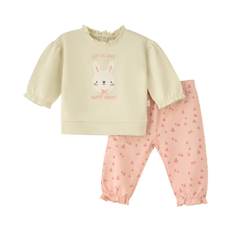 Elegant Kids Baby Girls' Cotton Top & Pants Beige/Pink - 2 Pcs