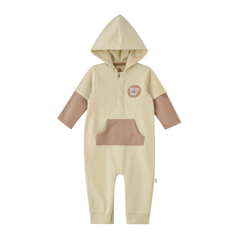 Elegant Kids Baby Boy's Hooded Sleepsuit - Beige/Brown