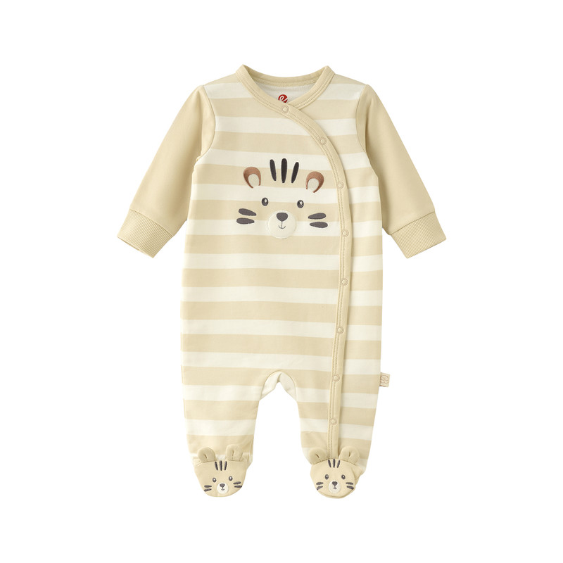 Elegant Kids Baby Boy's Striped Sleepsuit - Beige/White