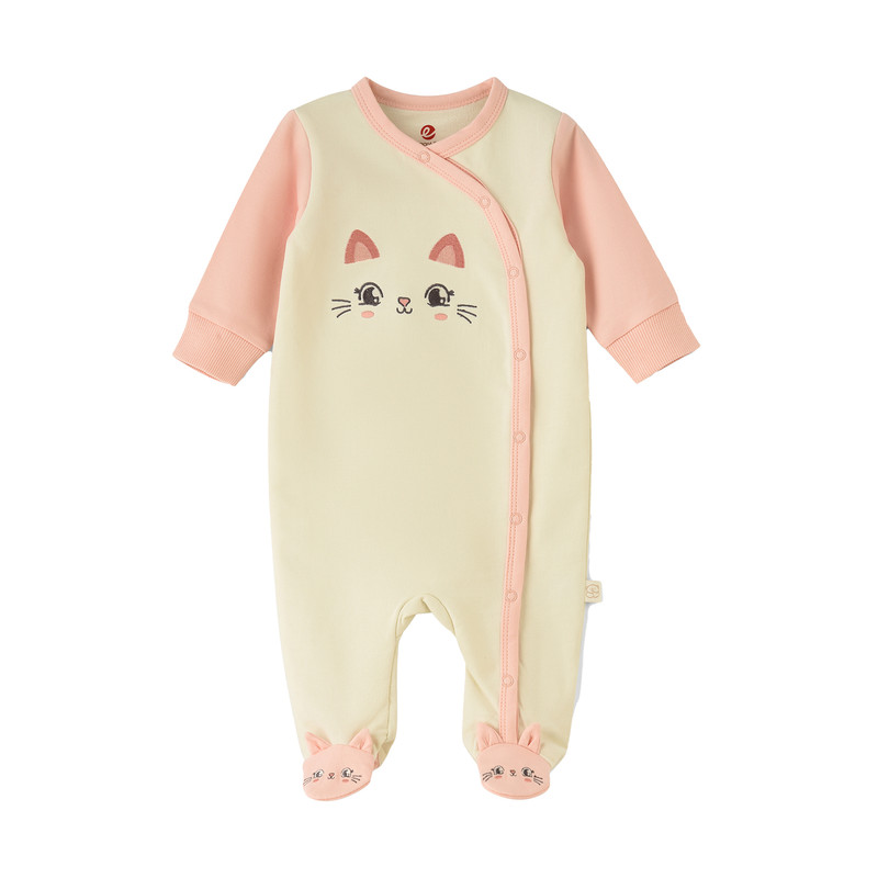 Elegant Kids Baby Girl's Cotton Sleepsuit Pink/Beige