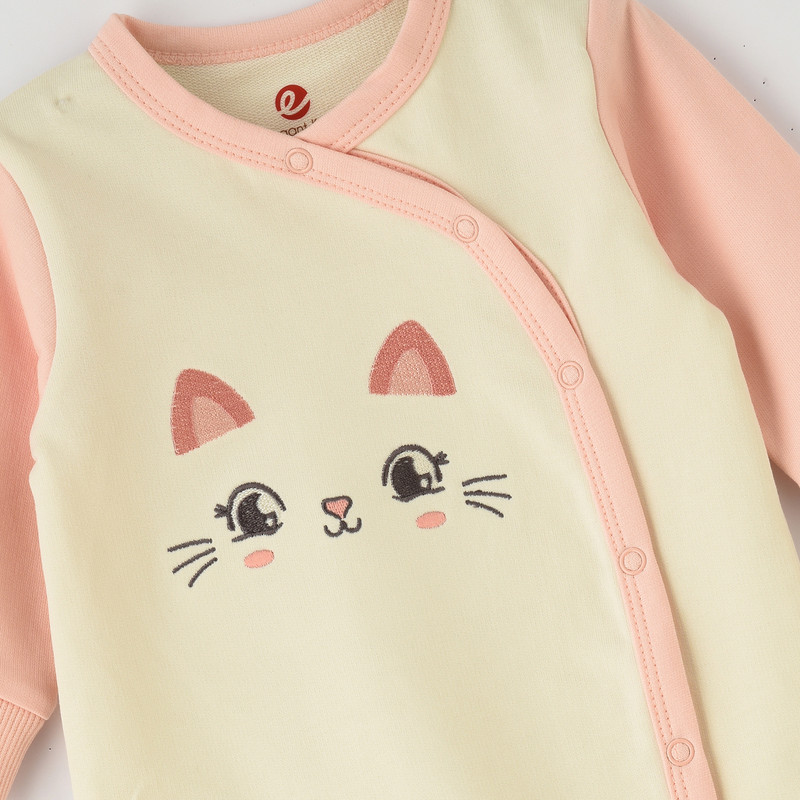 Elegant Kids Baby Girl's Cotton Sleepsuit Pink/Beige