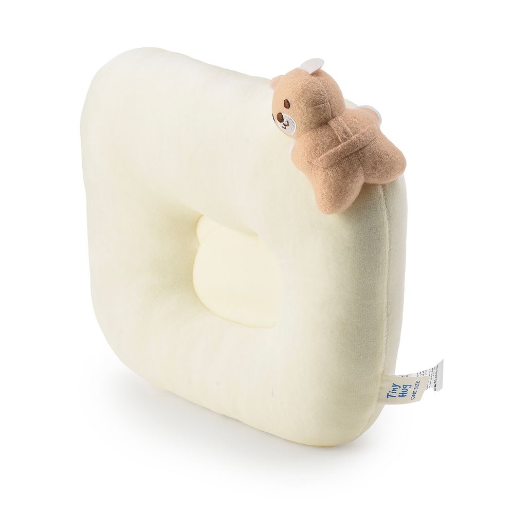Tiny Hug - Newborn Baby Square Pillow - White