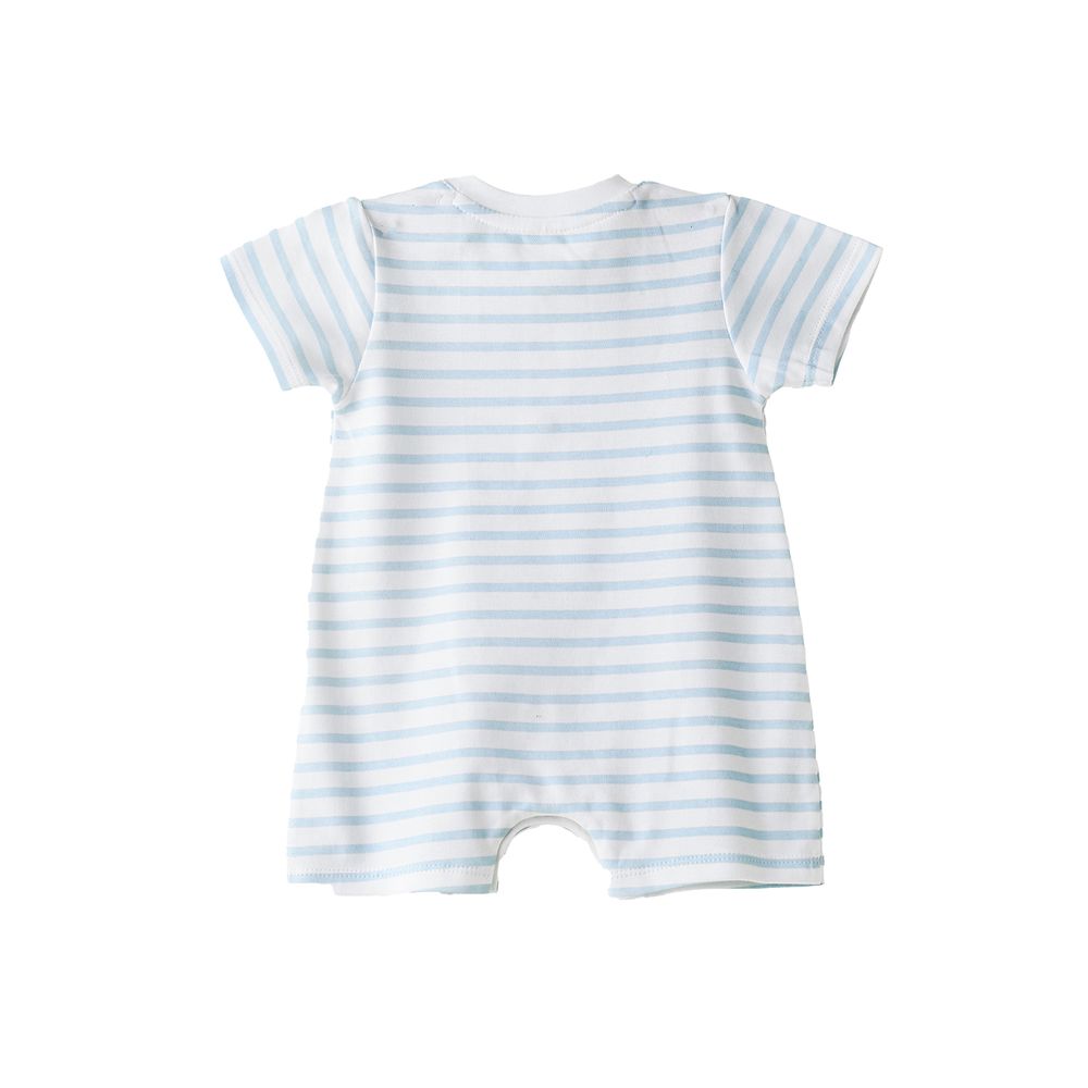 Tiny Hug Baby Boy Onesie Striped Sailboat - Blue