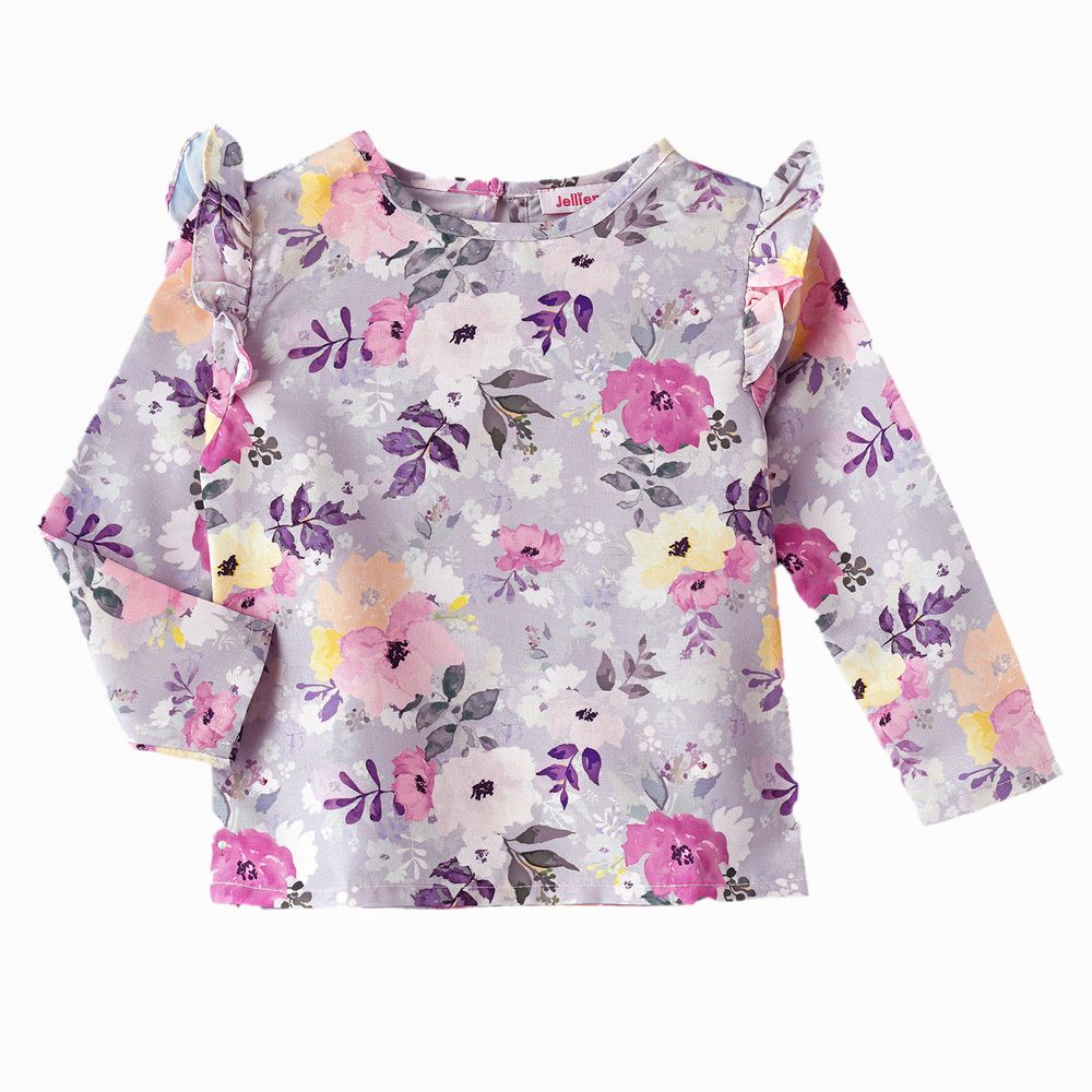 Jelliene Flowy Comfort Girls' Viscose Long Sleeve Woven Blouse