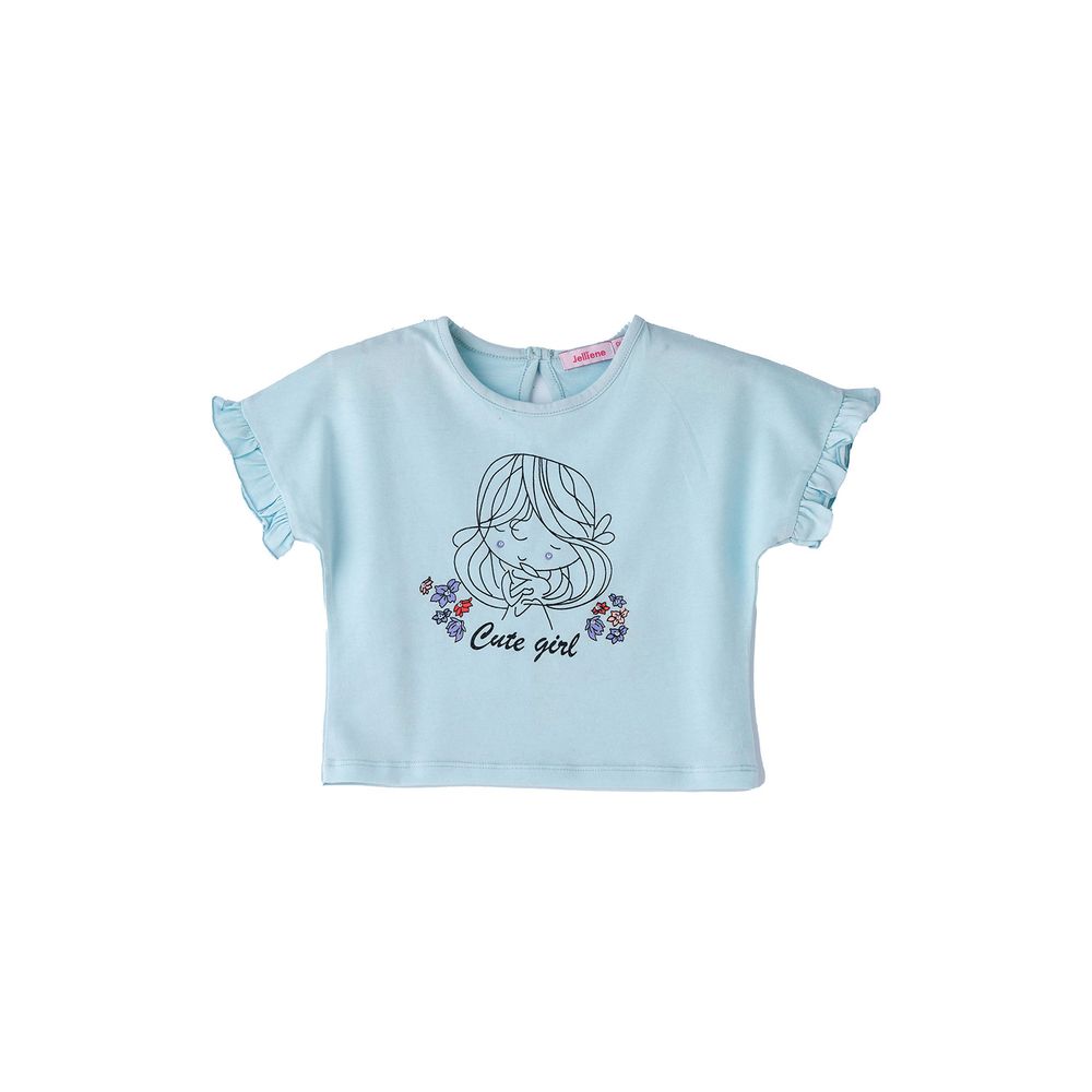 Jelliene Girls Cute Girl T-Shirt - Light Blue