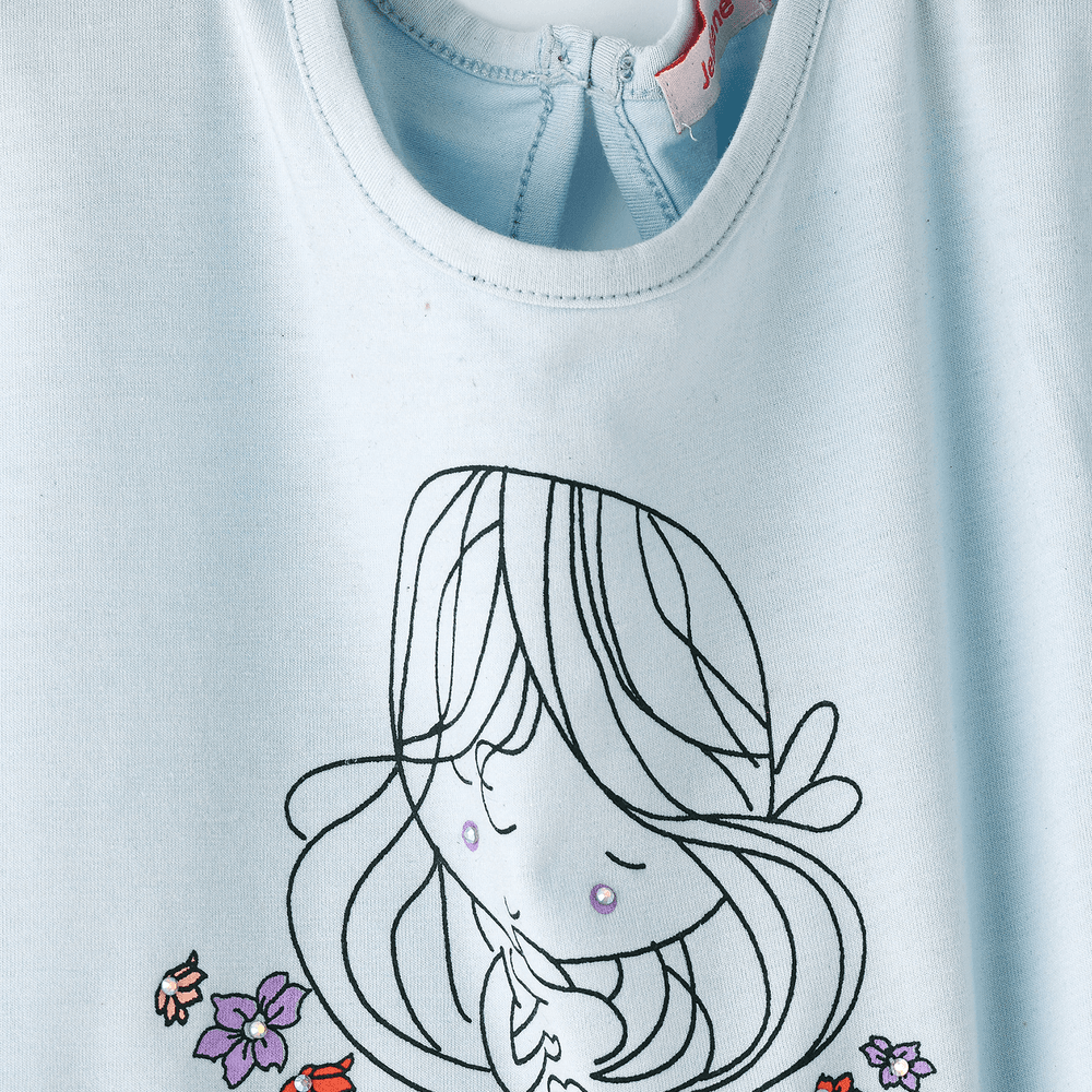 Jelliene Girls Cute Girl T-Shirt - Light Blue