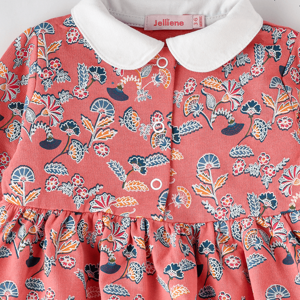 Jelliene Baby Coral Floral Top with Collar - White