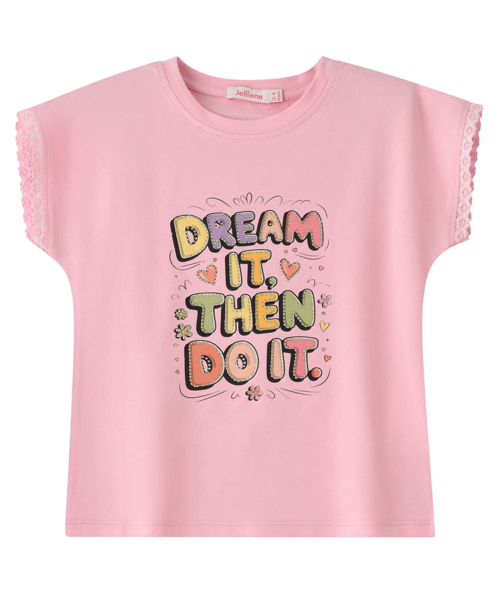 Jelliene - Printed Dream It Then Do It T-Shirt - Pink