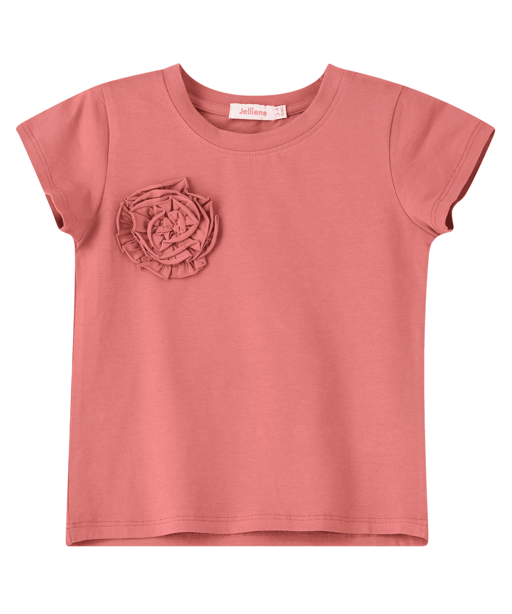 Jelliene - Crocheted Flower T-Shirt - Dark Peach