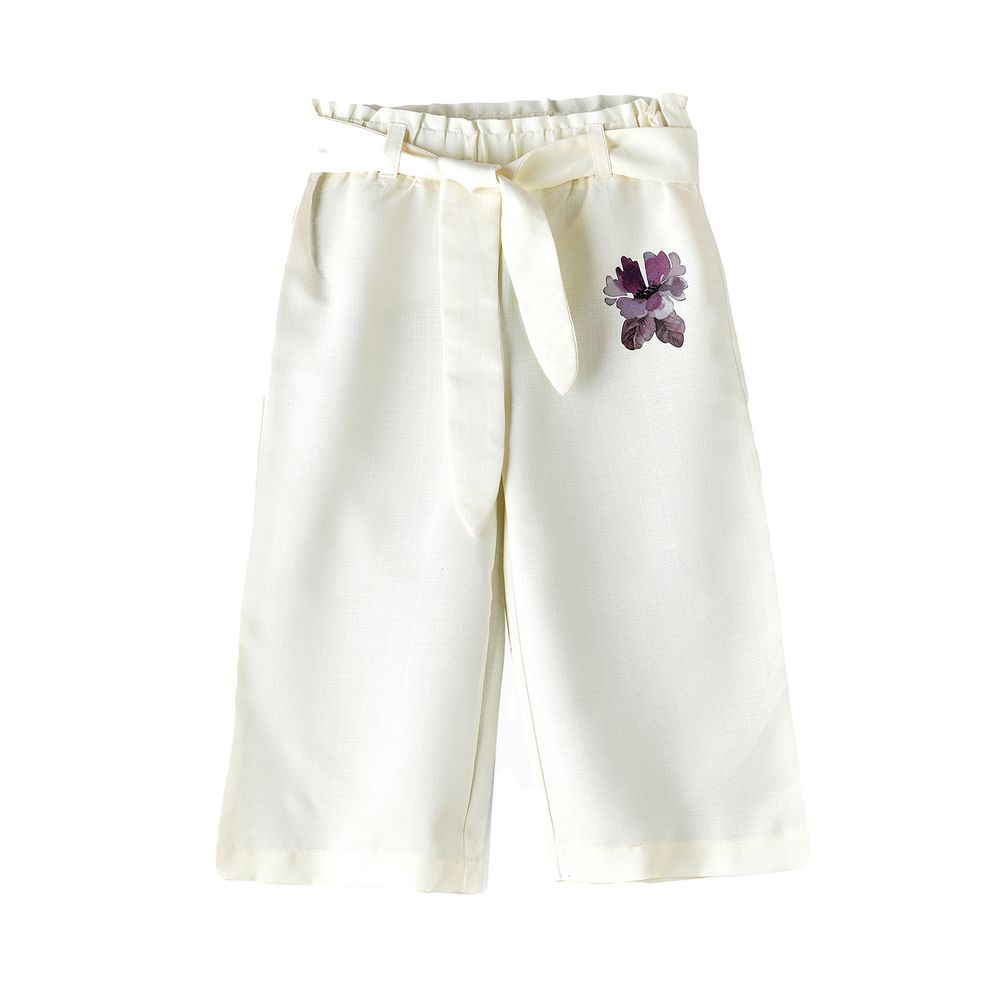 Jelliene Girls' Floral Embellished Culottes - White