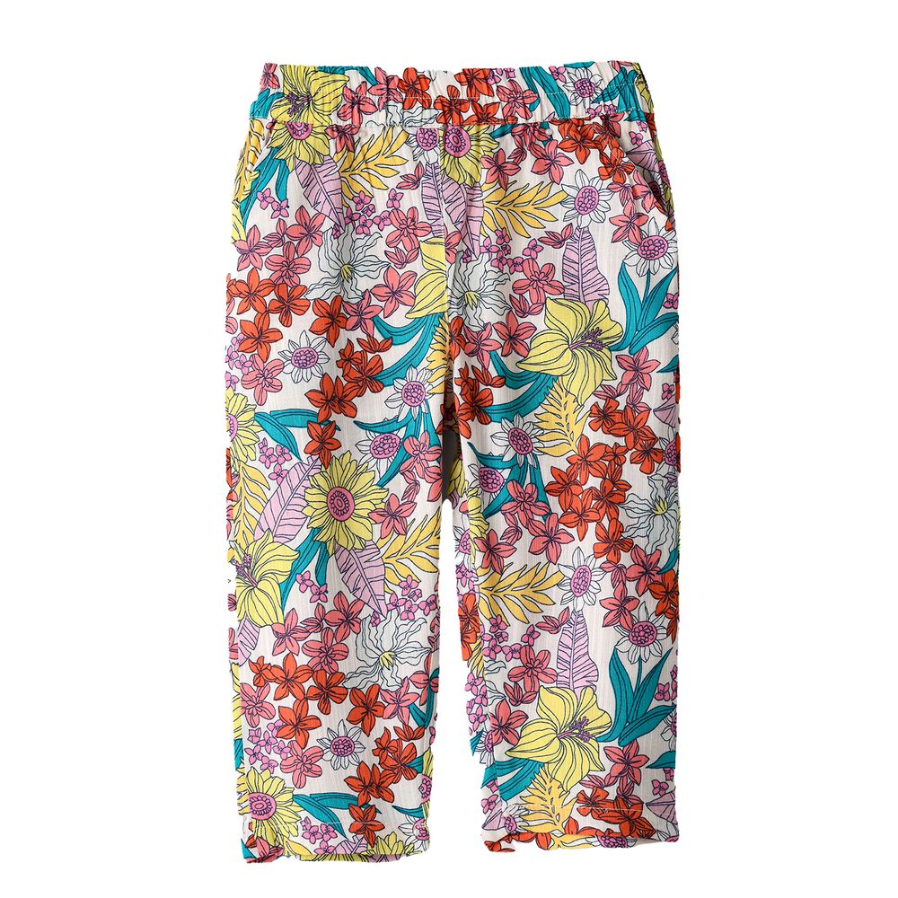 Jelliene Girl's Floral Cropped Pants - Multicolor