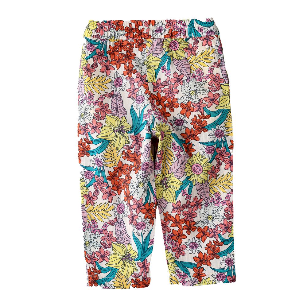 Jelliene Girl's Floral Cropped Pants - Multicolor