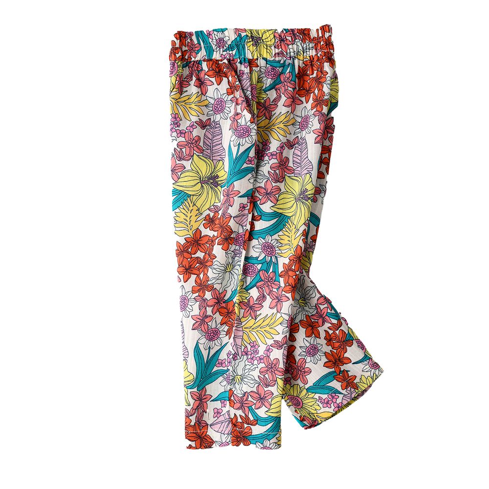 Jelliene Girl's Floral Cropped Pants - Multicolor