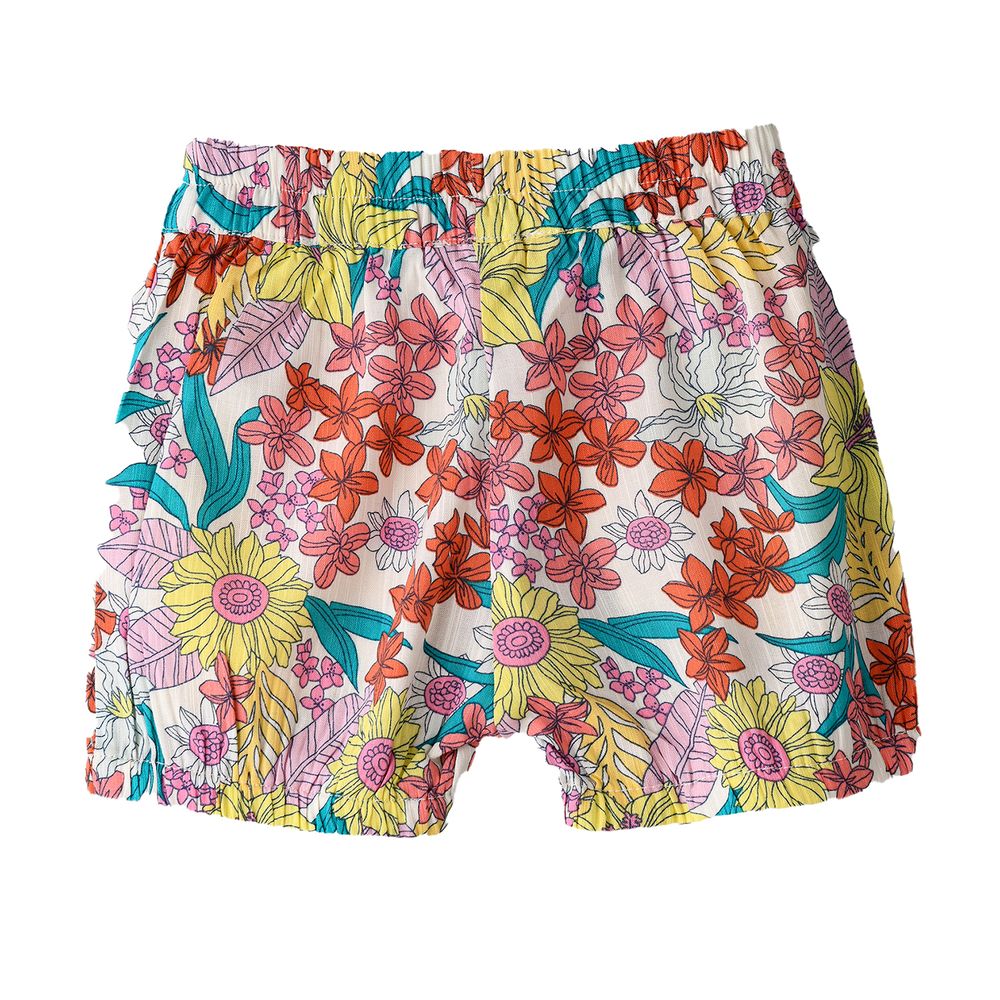 Jelliene Girl's Floral Viscose Shorts - Multicolor