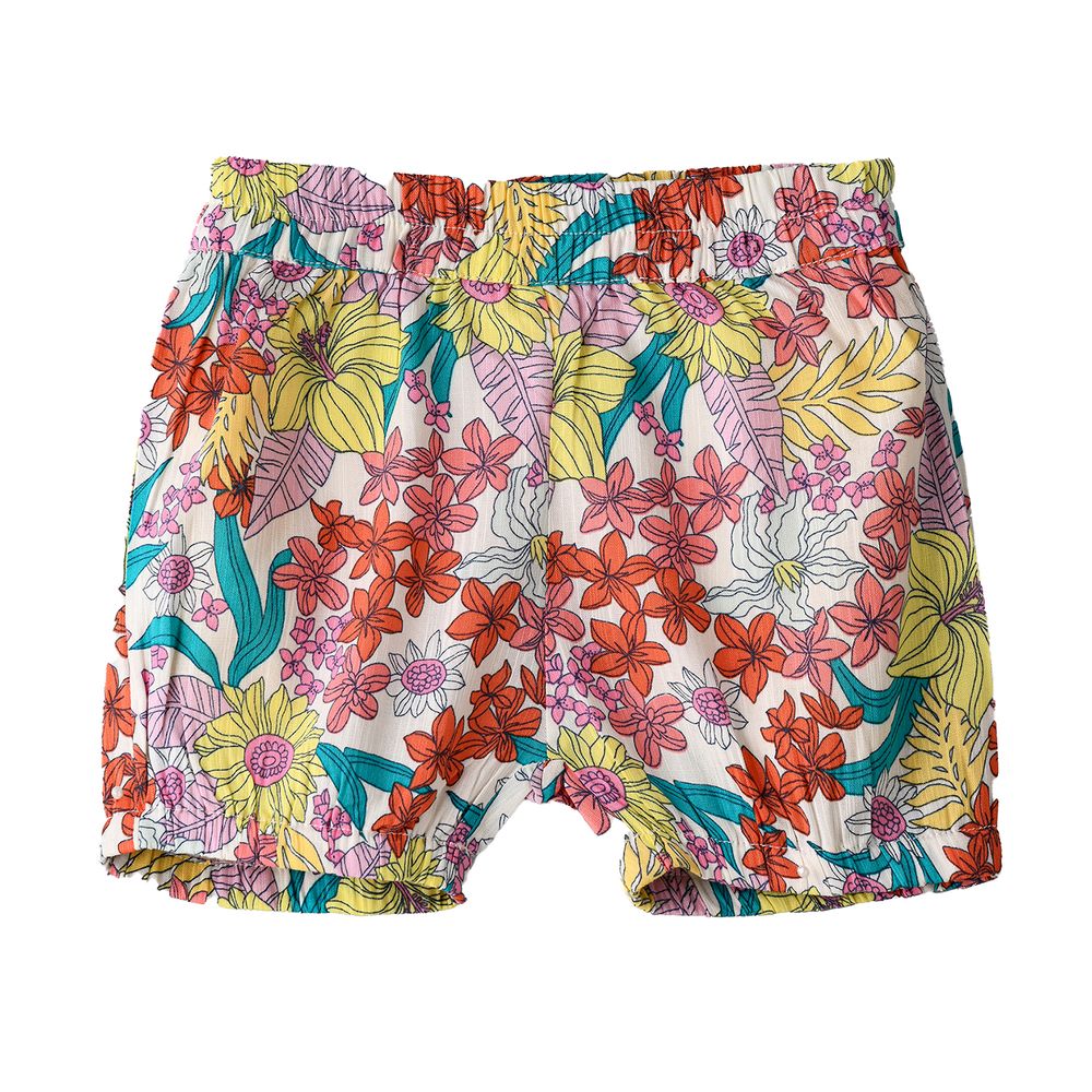 Jelliene Girl's Floral Viscose Shorts - Multicolor