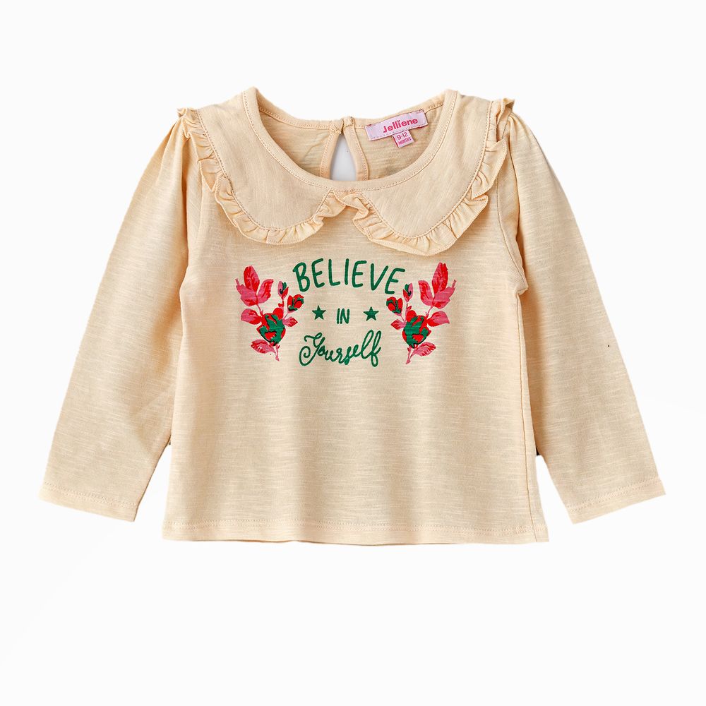 Jelliene Cozy Knit Long Sleeve T-Shirt for Girls - Yellow