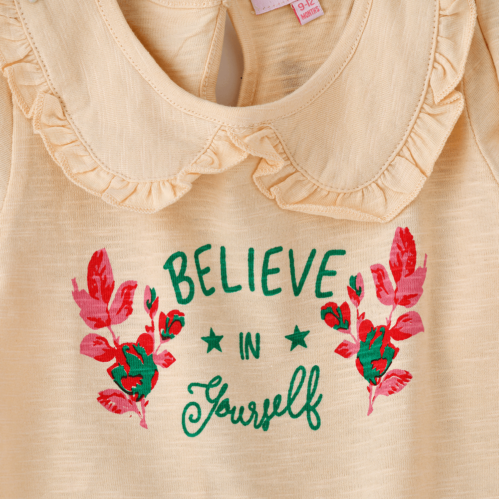 Jelliene Cozy Knit Long Sleeve T-Shirt for Girls - Yellow