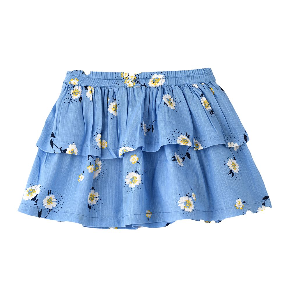 Jelliene Girl's Floral Printed Skirt - Blue