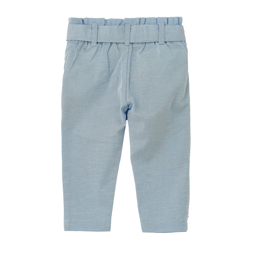Jelliene Girl's Cotton Trousers with Tie Waist - Light Blue