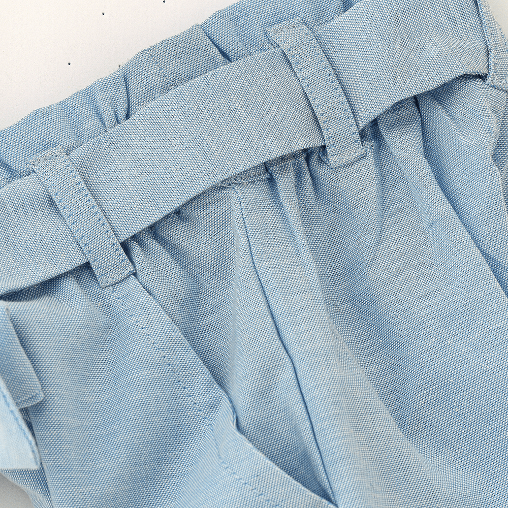Jelliene Girl's Cotton Trousers with Tie Waist - Light Blue