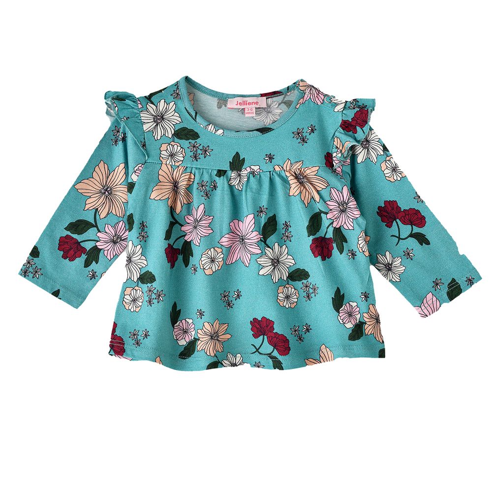 Jelliene Girl's Floral Print Long Sleeve Top