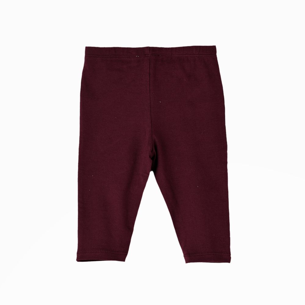 Jelliene Baby Girls' Cotton Knit Leggings - Maroon