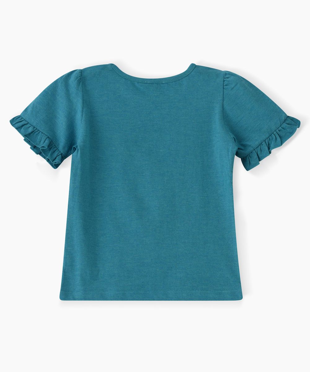 Jelliene - Delightful Heart Printed T Shirt - Dark Teal