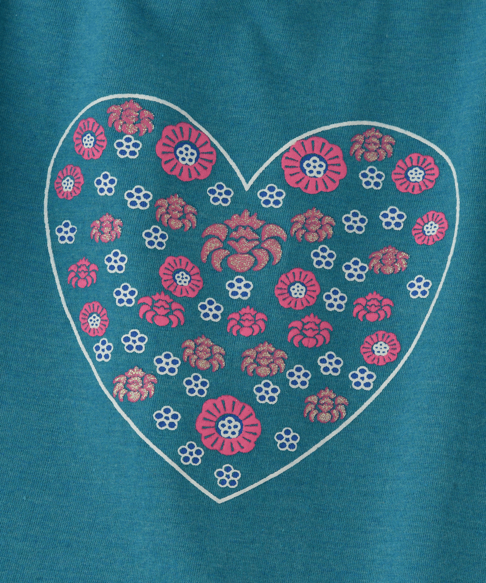 Jelliene - Delightful Heart Printed T Shirt - Dark Teal