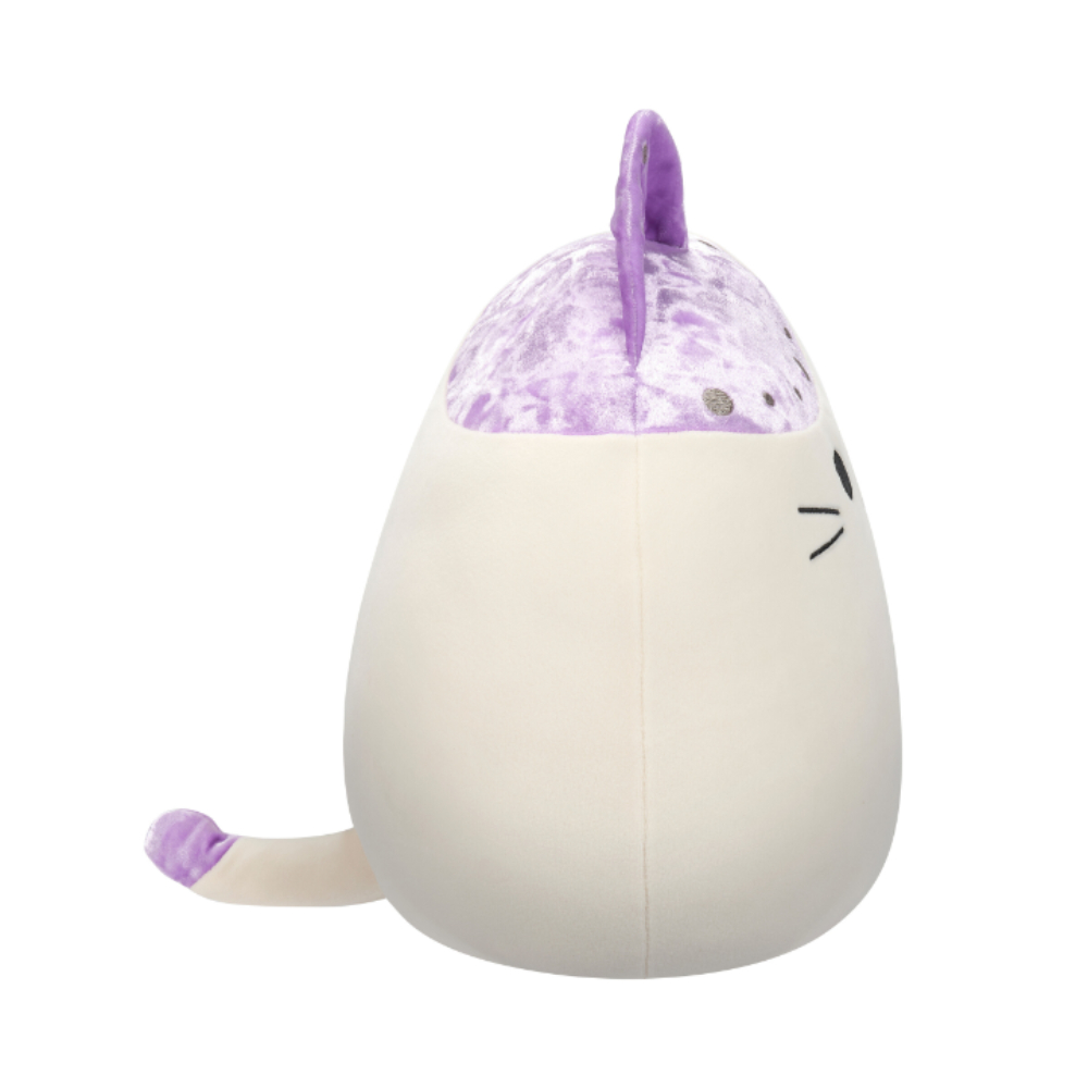 Squishmallows - Velvet Cat With Purple Ears And Spot Plush Toy - 30cm - White/Purple