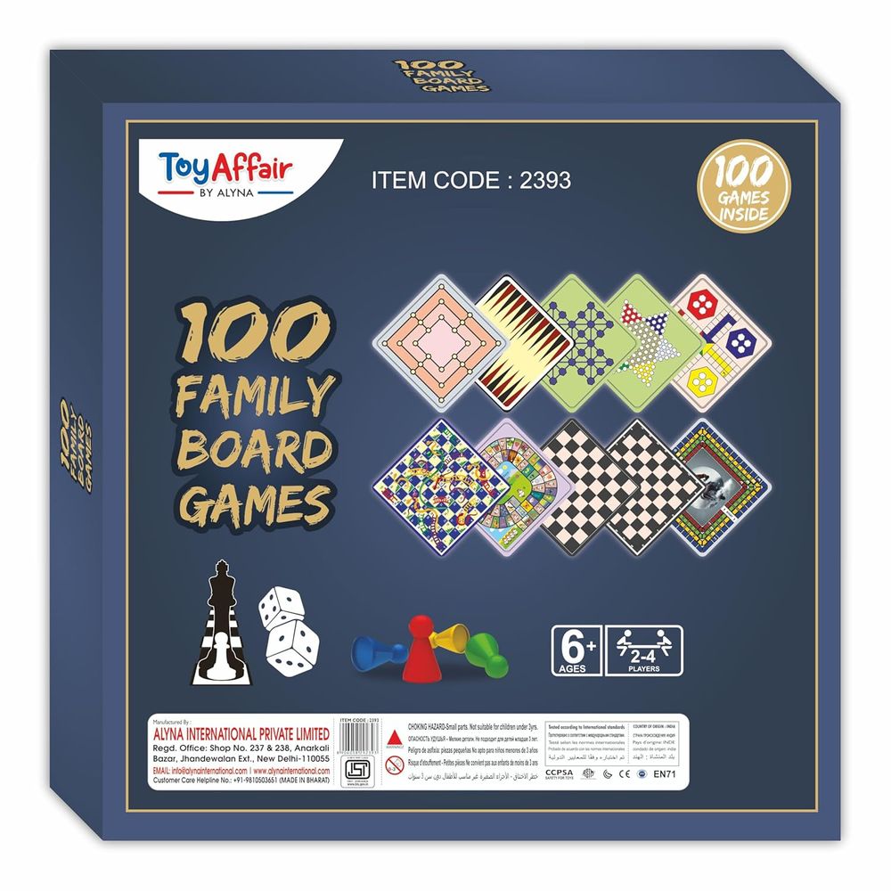 Toy Affair - 100-in-1 Board Game Set - Multicolor - 176 Pc Set