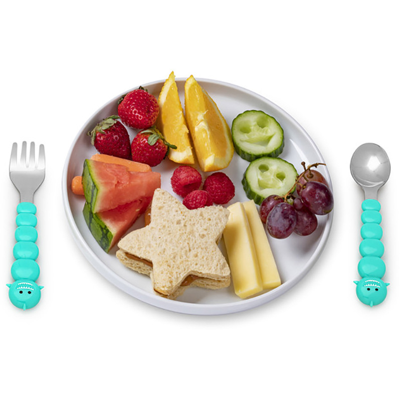 Melii Spoons & Forks Set - 4pcs - Brown Bear & Turquoise Shark