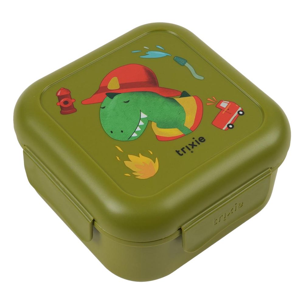 Trixie - Kids Snack Box With Clips - Fireman Mr. Dino