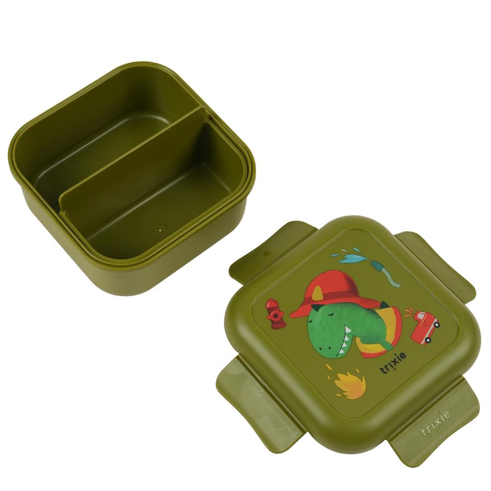 Trixie - Kids Snack Box With Clips - Fireman Mr. Dino