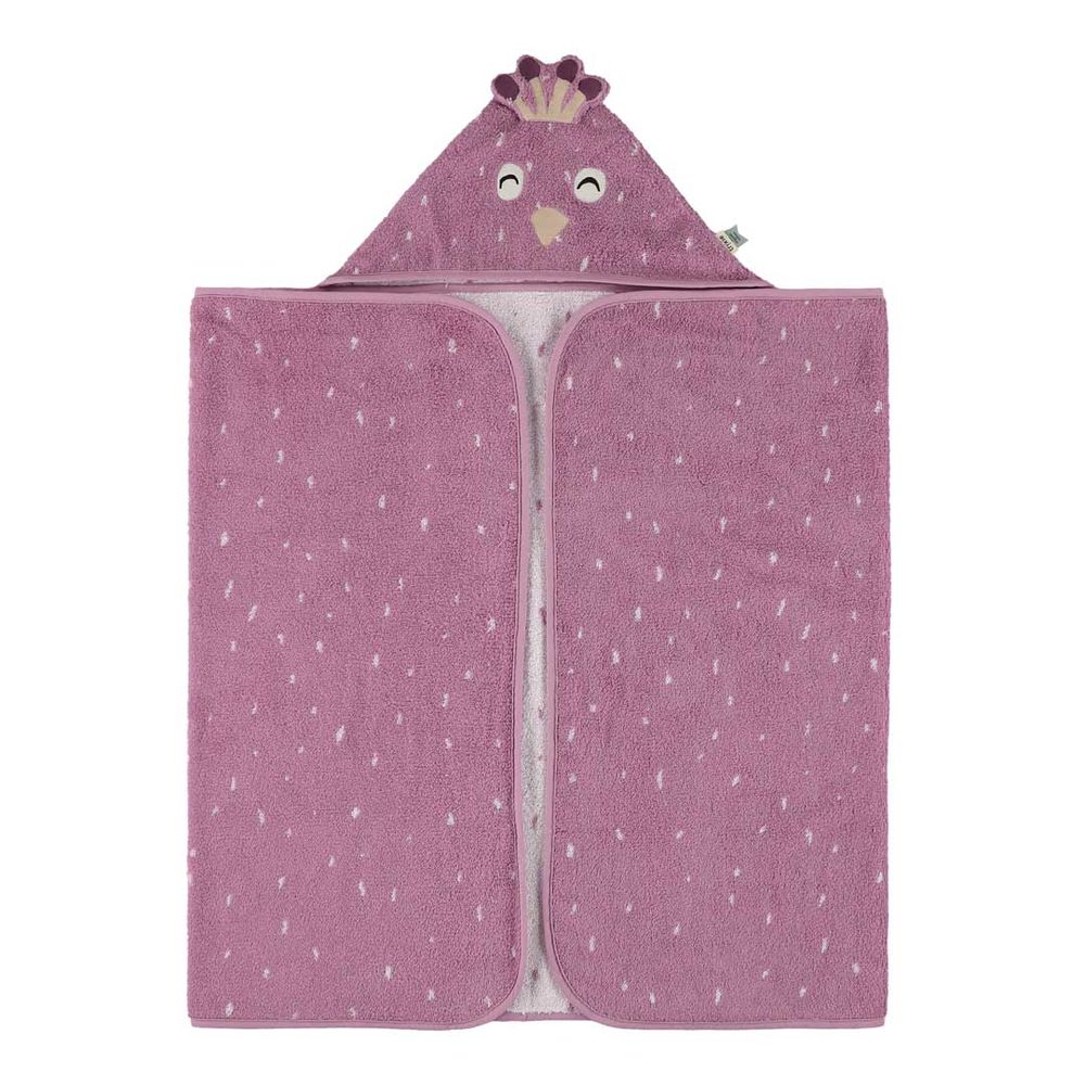 Trixie - Organic Cotton Terry Hooded Towel - Mrs. Peacock - Purple