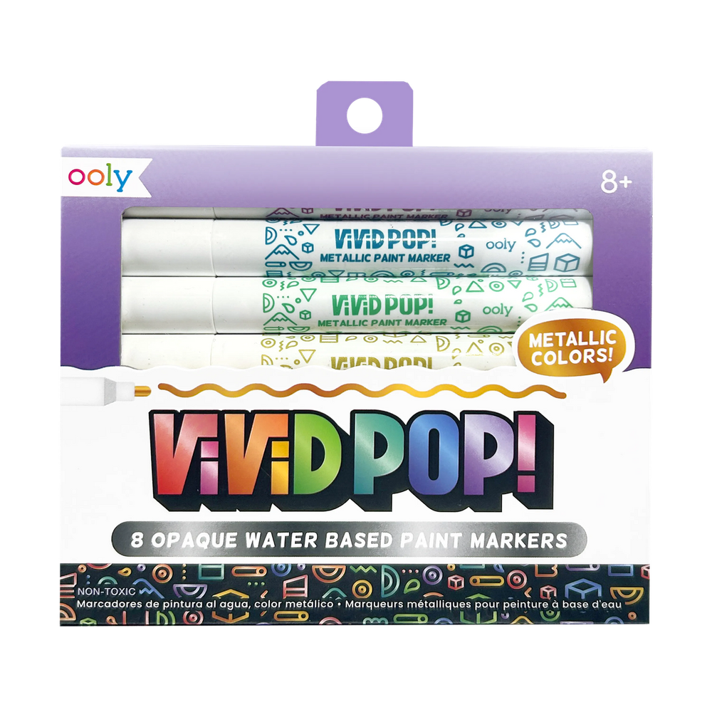 Ooly - Vivid Pop! Opaque Metallic Paint Marker Set - Multicolor - 8 Pcs