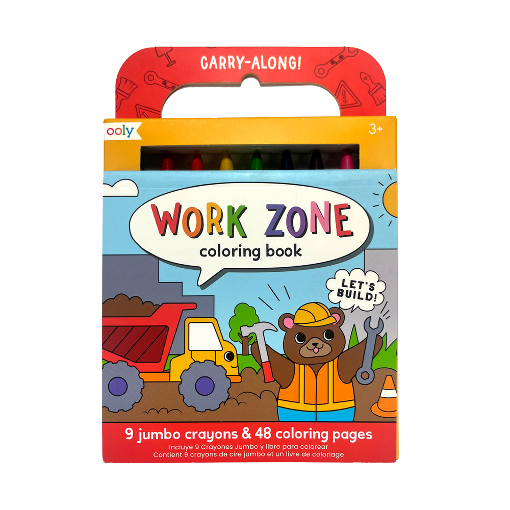 Ooly - Carry-Along Coloring Book And Crayon Set - Work Zone - 10 Pcs