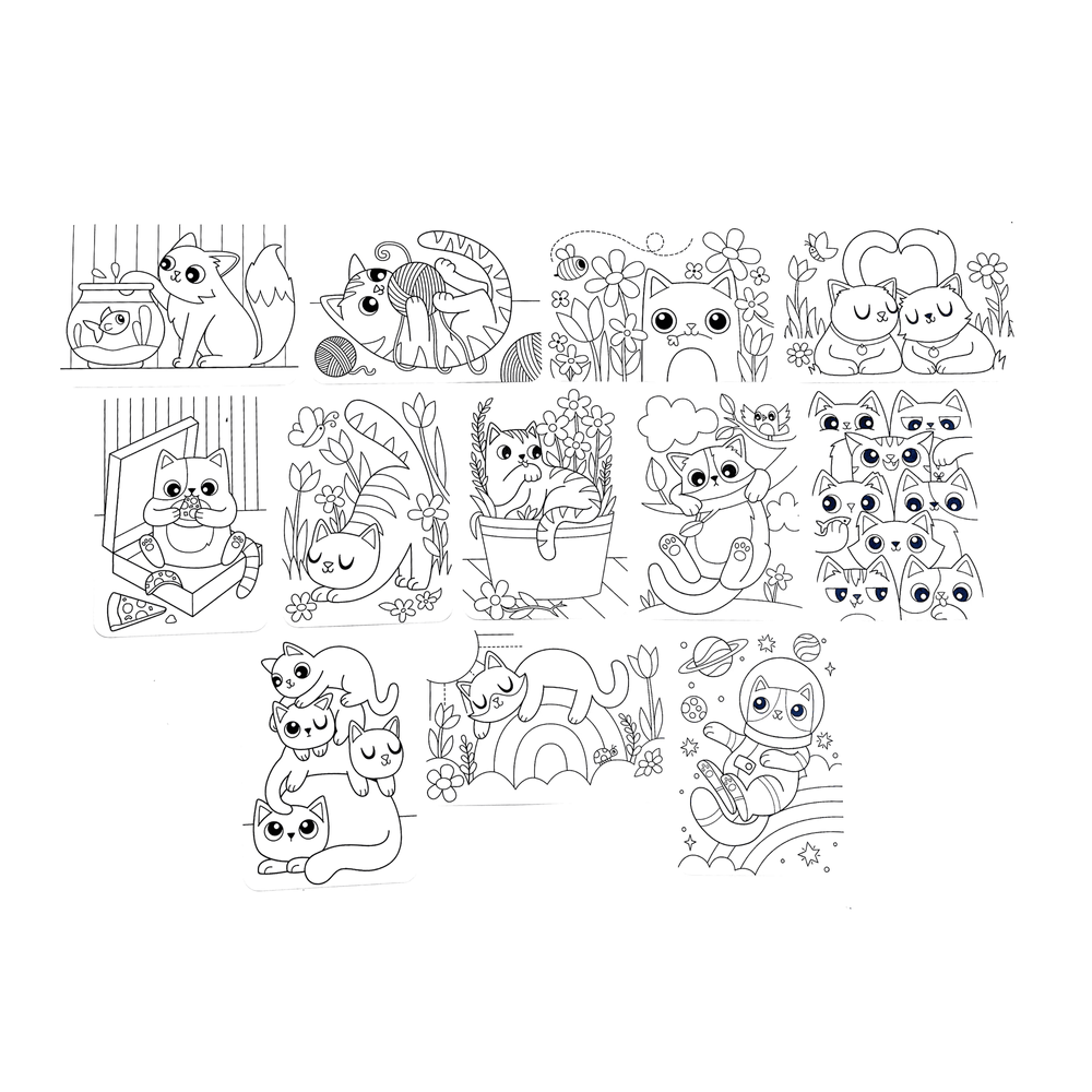 Undercover Art - Hidden Pattern Coloring Activity - Smitten Kittens - Pack Of 12