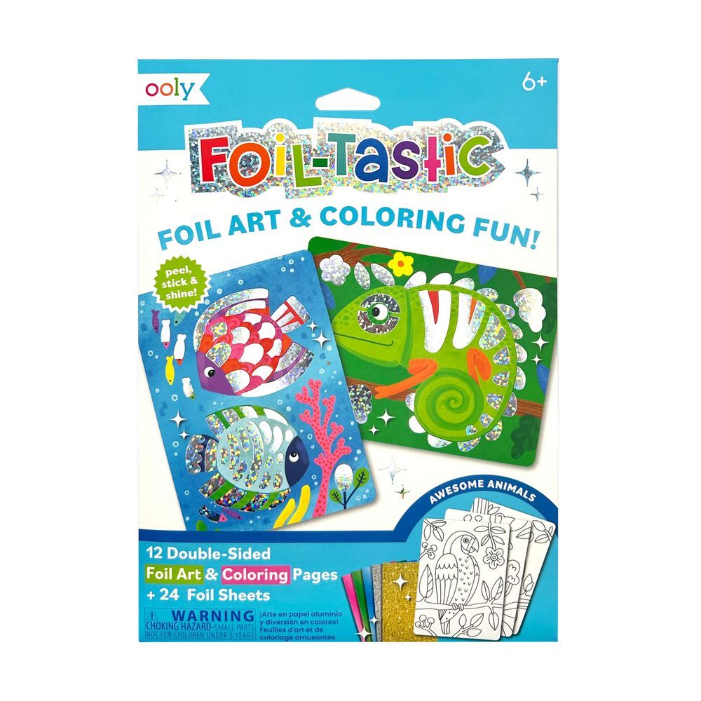 Ooly - Foil-Tastic Foil Art & Coloring Fun Kit - Awesome Animals - 36 Pcs